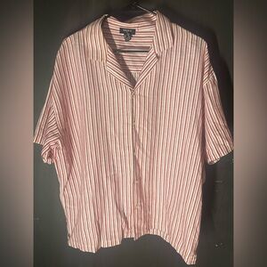 Forever 21 Striped Red and White Men's Linen blend Shirt size XL